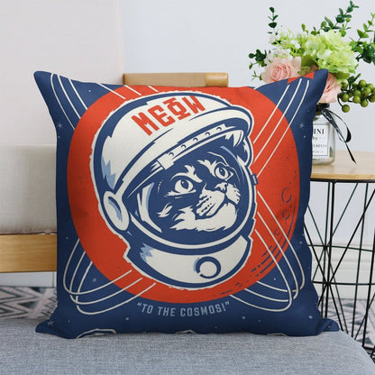 BELIEVE! To The Cosmos - Meow, Long Live The Kitty! Linen Throw Pillow Cover