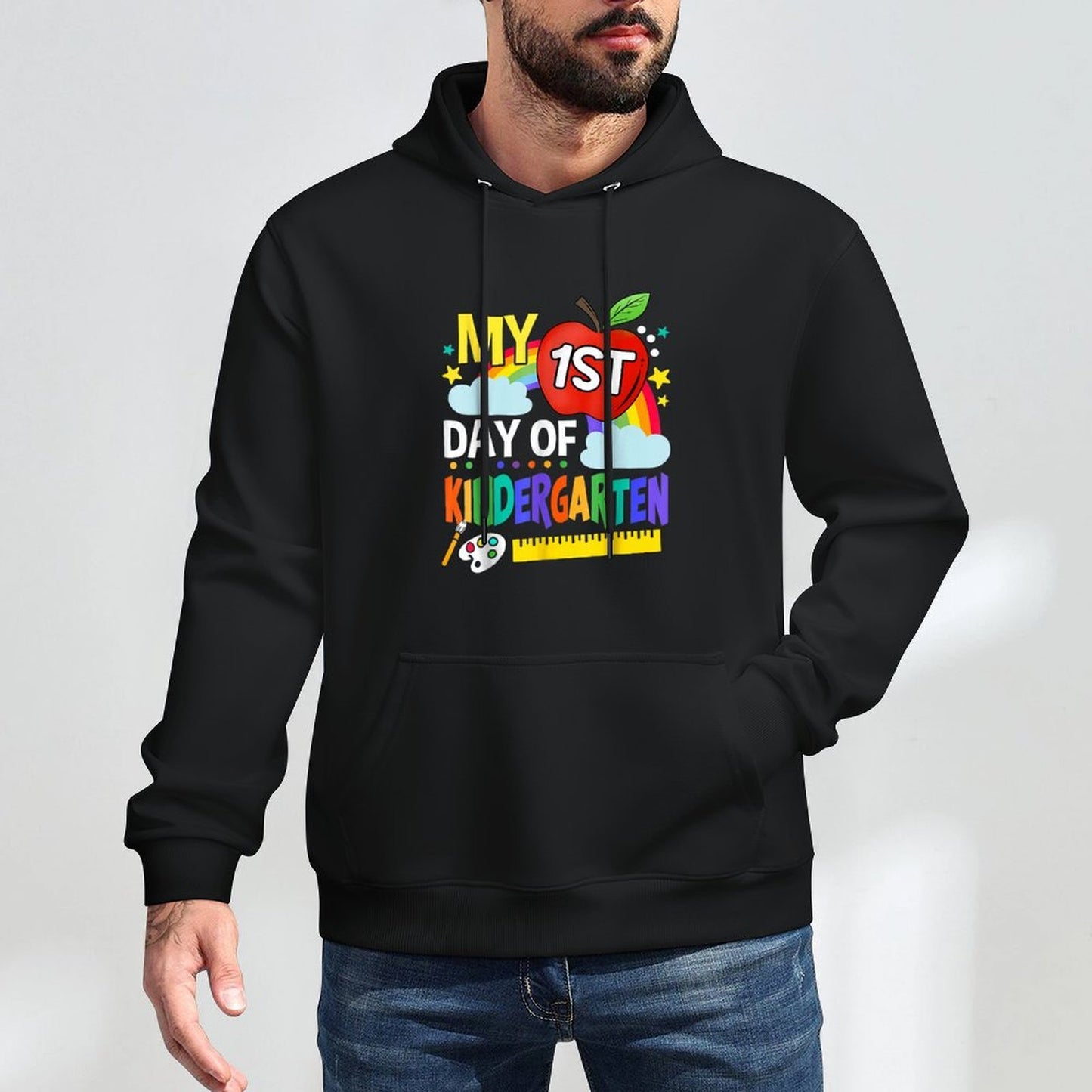 My First Day Of Kindergarten Funny Colorful Rainbow Colorfast Hoodie