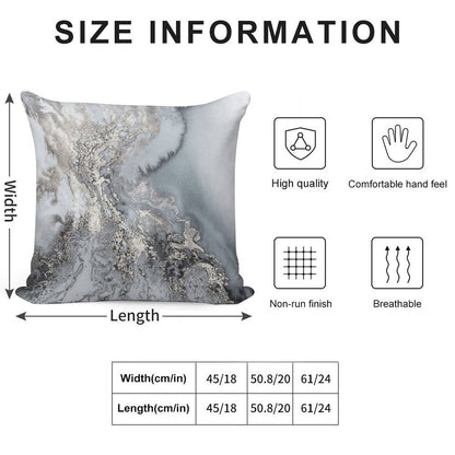 Gray Silver Snow Marble Print Soft Short Plush Fabric Throw Pillow