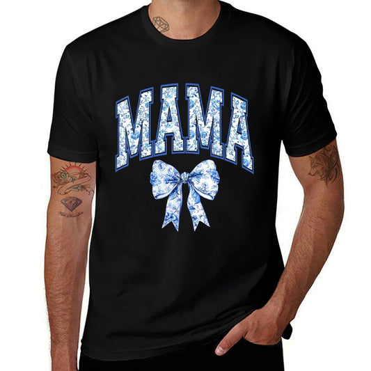 Mama Coquette Toile Blue Bow Floral Family Matching  Quick-drying T-Shirt