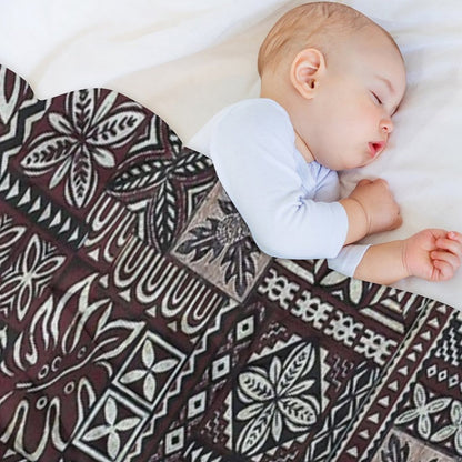 Hawaiian Ulu Tapa Throw Blanket