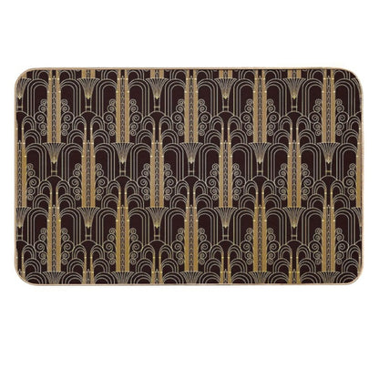 Glamorous Gold-Color Art Deco Pattern  Easy Maintenance Bath Mat