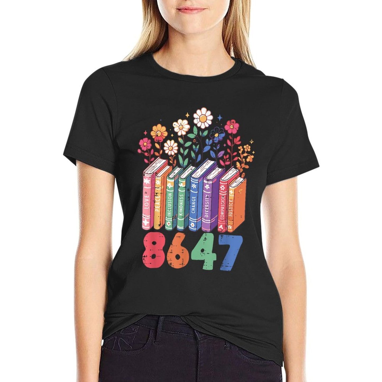 Resist 8647 Books Love Peace Protest Anti Women Girls  Eco-friendly Material T-Shirt