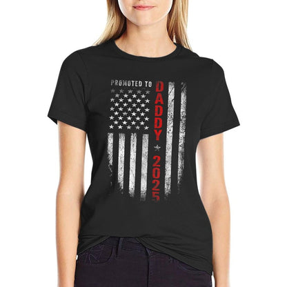 Patriotic Mens Promoted To Daddy Est 2025 First Time Dad T-Shirt