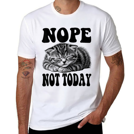 Nope Not Today Funny Cat Nope Not Today Short Sleeve  Heathered Texture T-Shirt