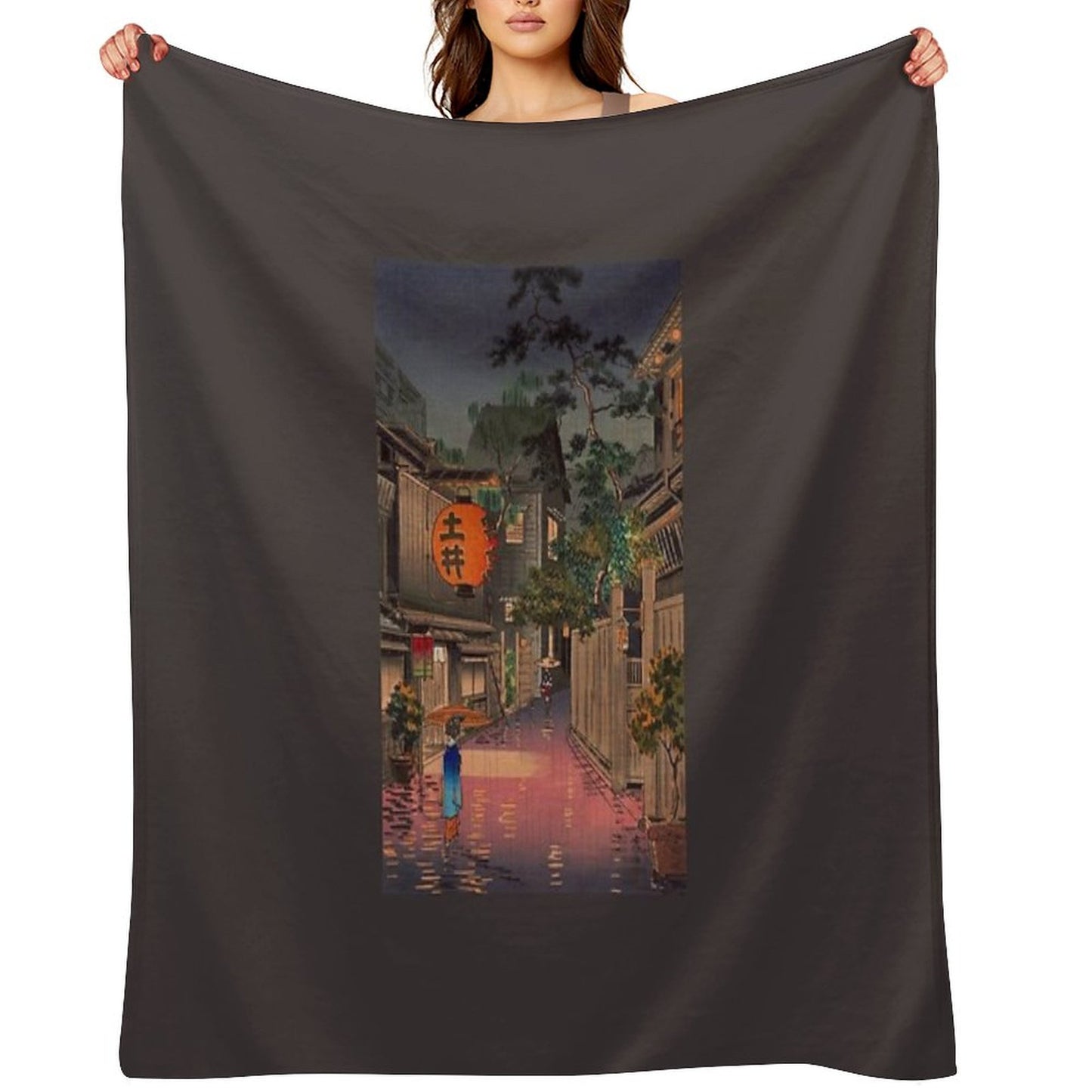 Night Street Rain Throw Blanket