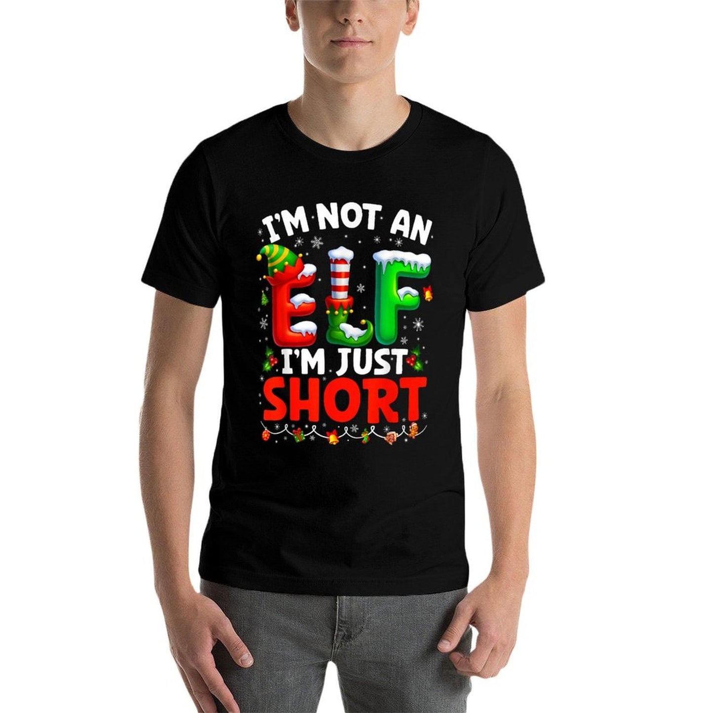 Im Not An Elf Im Just Short Pjs Christmas Xmas Boy Kid  Wrinkle-resistant T-Shirt