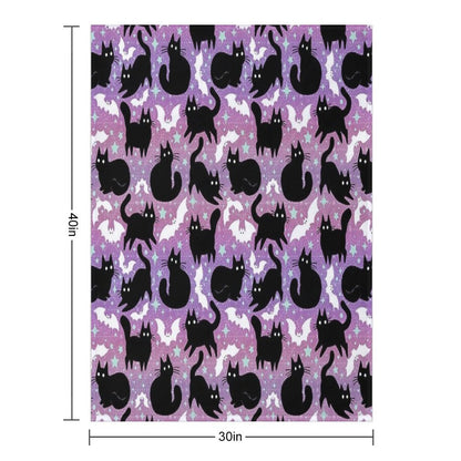 Pastel Halloween with Black Cats Throw Blanket