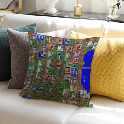 SimCity 1 No Logo Sim City Zoom - HD Soft Reinforced Edging Throw Pillow