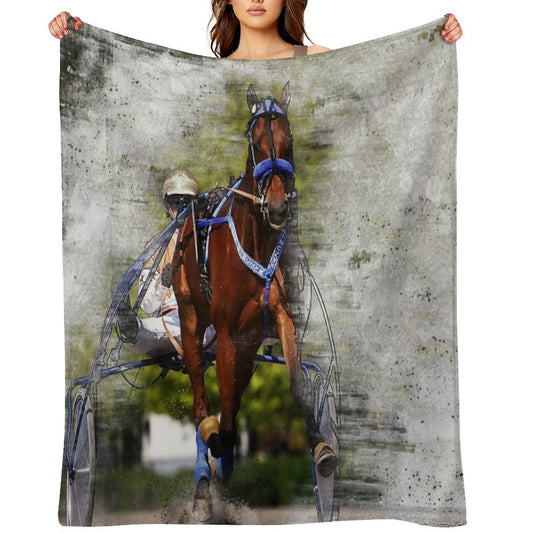 Harness Horse Cart Racing 02 Throw Blanket