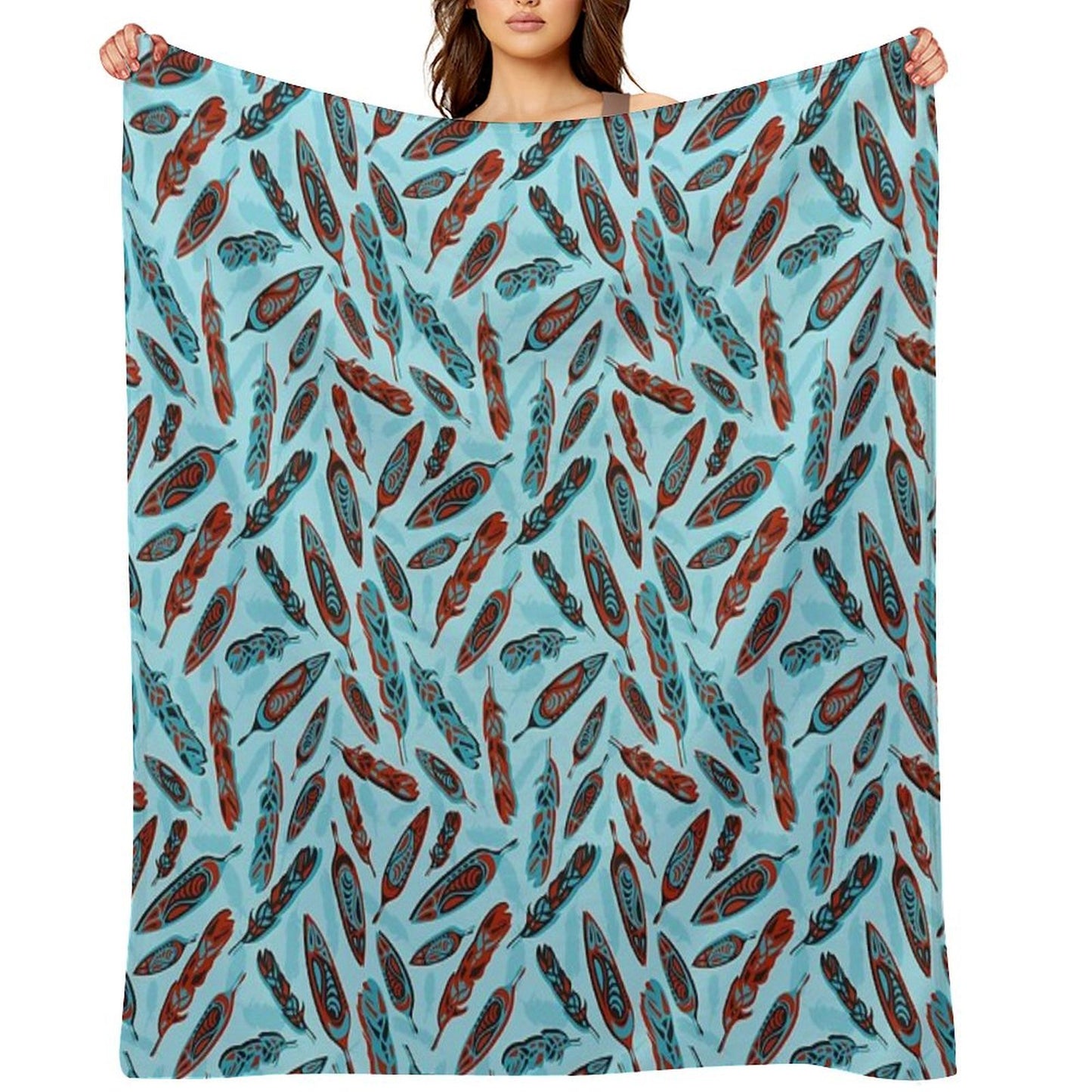 Tlingit Feathers - Blue Throw Blanket