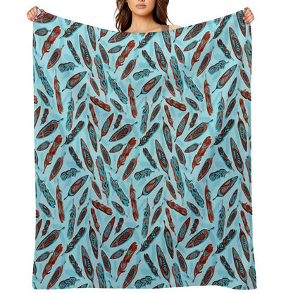 Tlingit Feathers - Blue Throw Blanket
