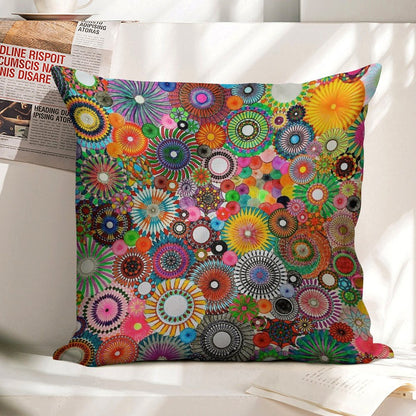 Childhood Dreams, A Colourful Spirograph Drawing! Linen Throw Pillow Cover
