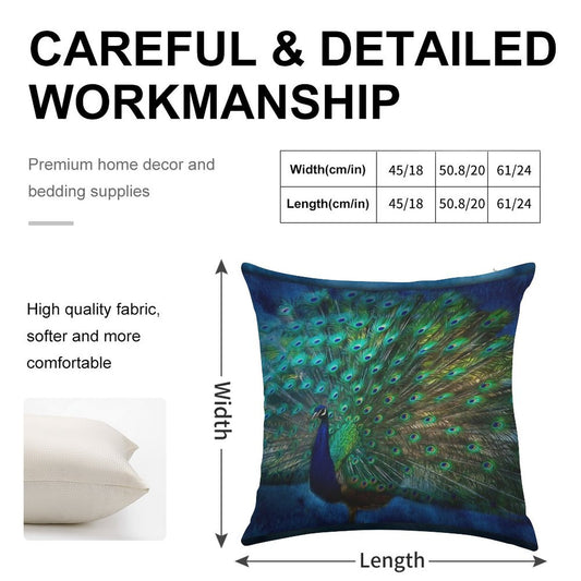 Being Yourself - Peacock Art Linen Throw Pillow Cover
