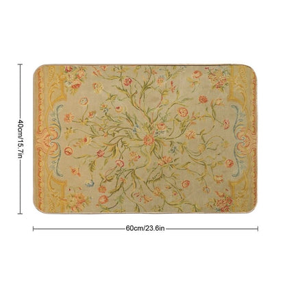 Floral Savonnerie 19th Century Authentic Colorful Picture of A Rose Tulip And Greenery Rug Bath Mat
