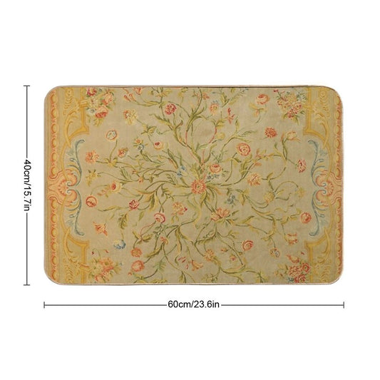 Floral Savonnerie 19th Century Authentic Colorful Picture of A Rose Tulip And Greenery Rug Bath Mat