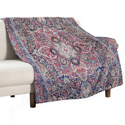 Kashan Central Persian Rug Print Throw Blanket