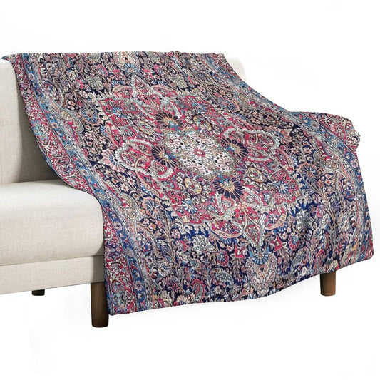 Kashan Central Persian Rug Print Throw Blanket