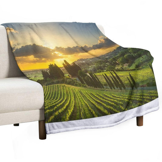 Vineyards And Countryside Landscape in Maremma. Tuscany Throw Blanket