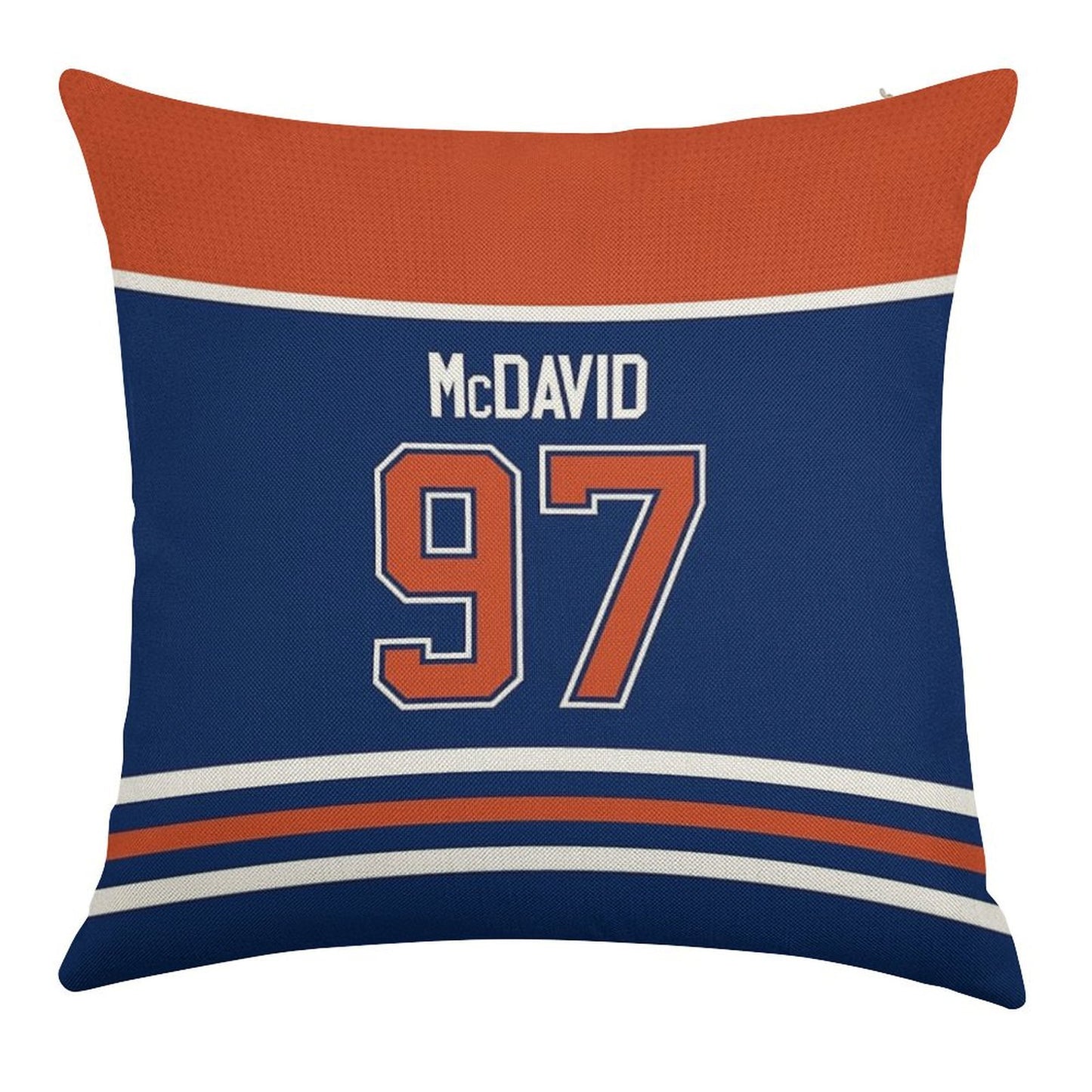 Edmonton Oilers Connor McDavid Home Jersey Back Phone Case Linen Throw Pillow Cover