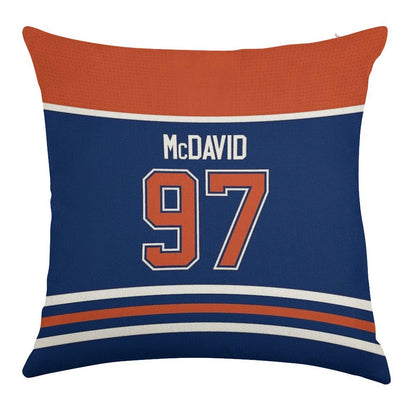 Edmonton Oilers Connor McDavid Home Jersey Back Phone Case Linen Throw Pillow Cover