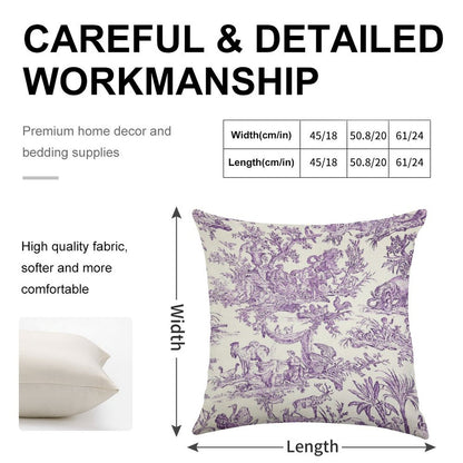 Purple Toile - French Countryside - English Linen Throw Pillow Cover