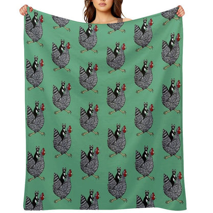 Cat Riding A Chicken Throw Blanket