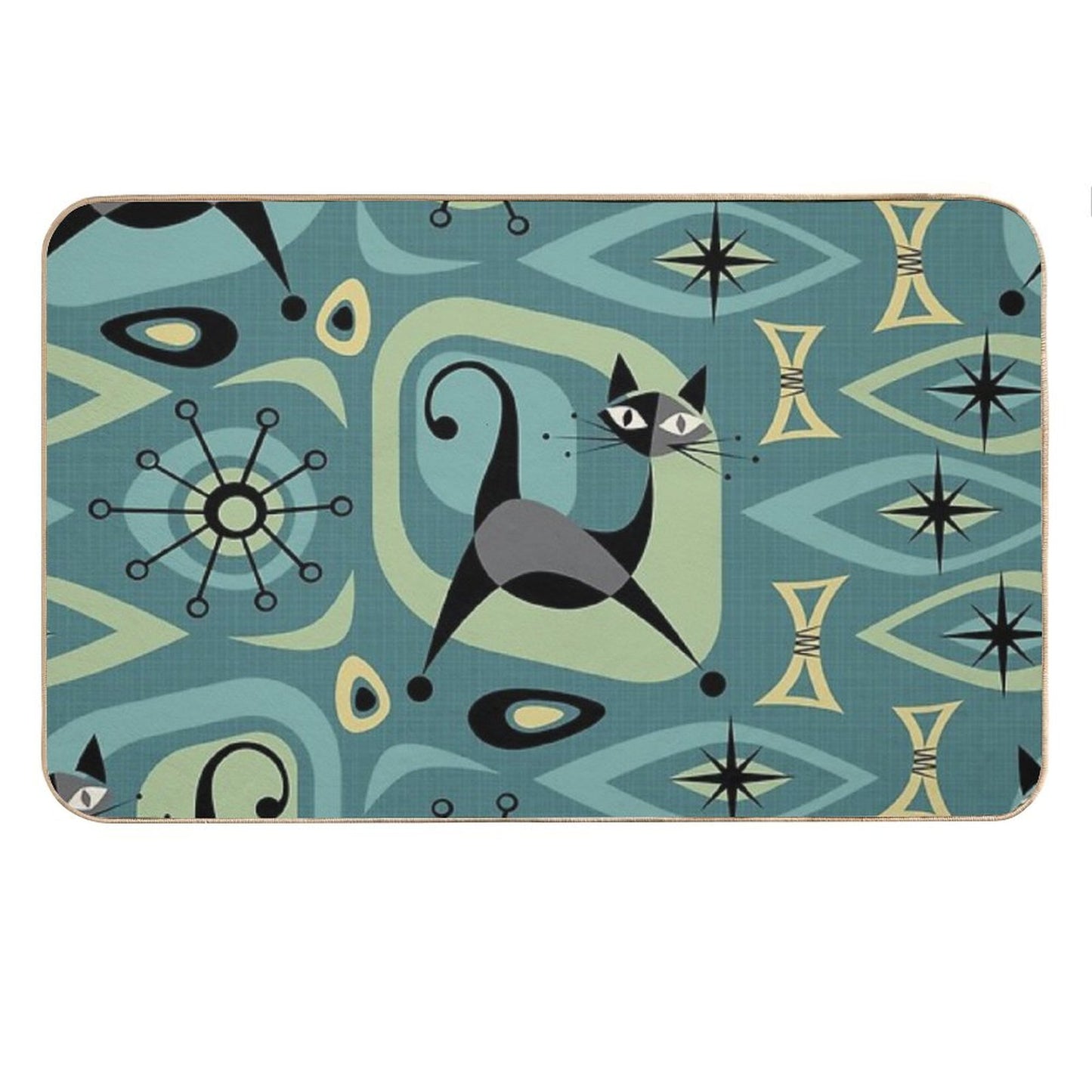 Mid Century Cat Abstract ©️studioxtine Bath Mat