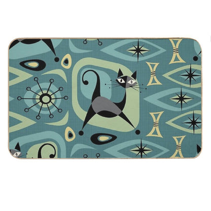 Mid Century Cat Abstract ©️studioxtine Bath Mat
