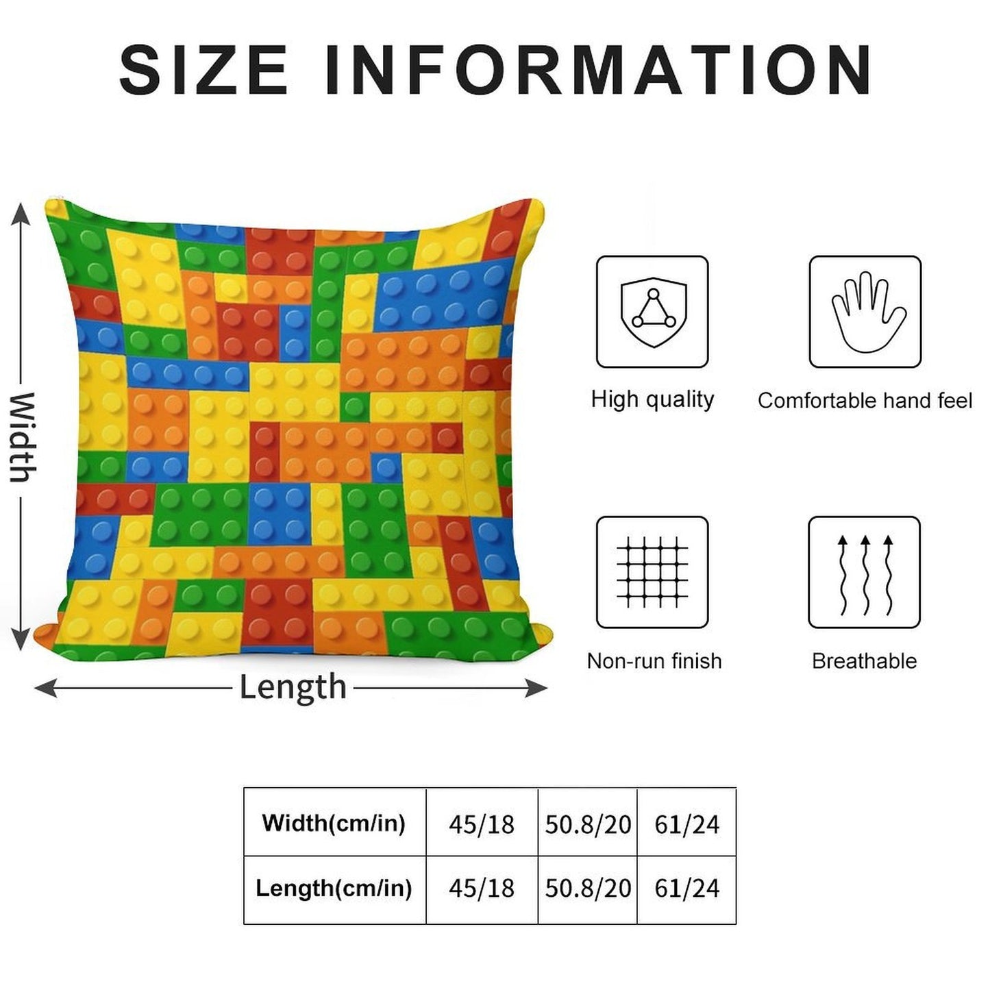 Building Blocks Construction Brick Soft High-Density Material Throw Pillow