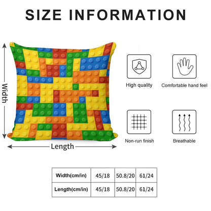 Building Blocks Construction Brick Soft High-Density Material Throw Pillow