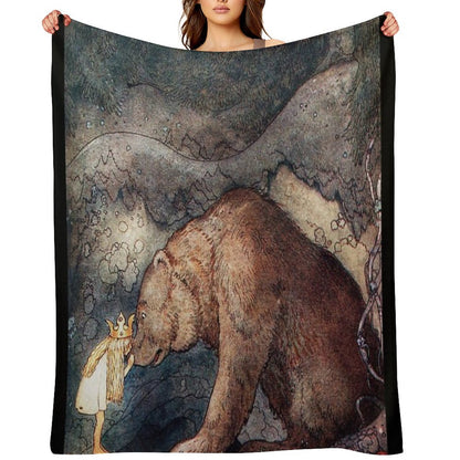 John Bauer Poor Little Bear-artist John Bauer Throw Blanket