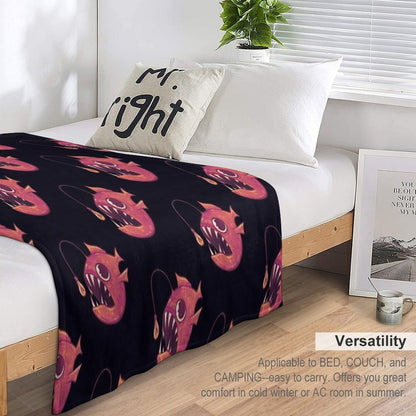 Cute Anglerfish (Red) Throw Blanket