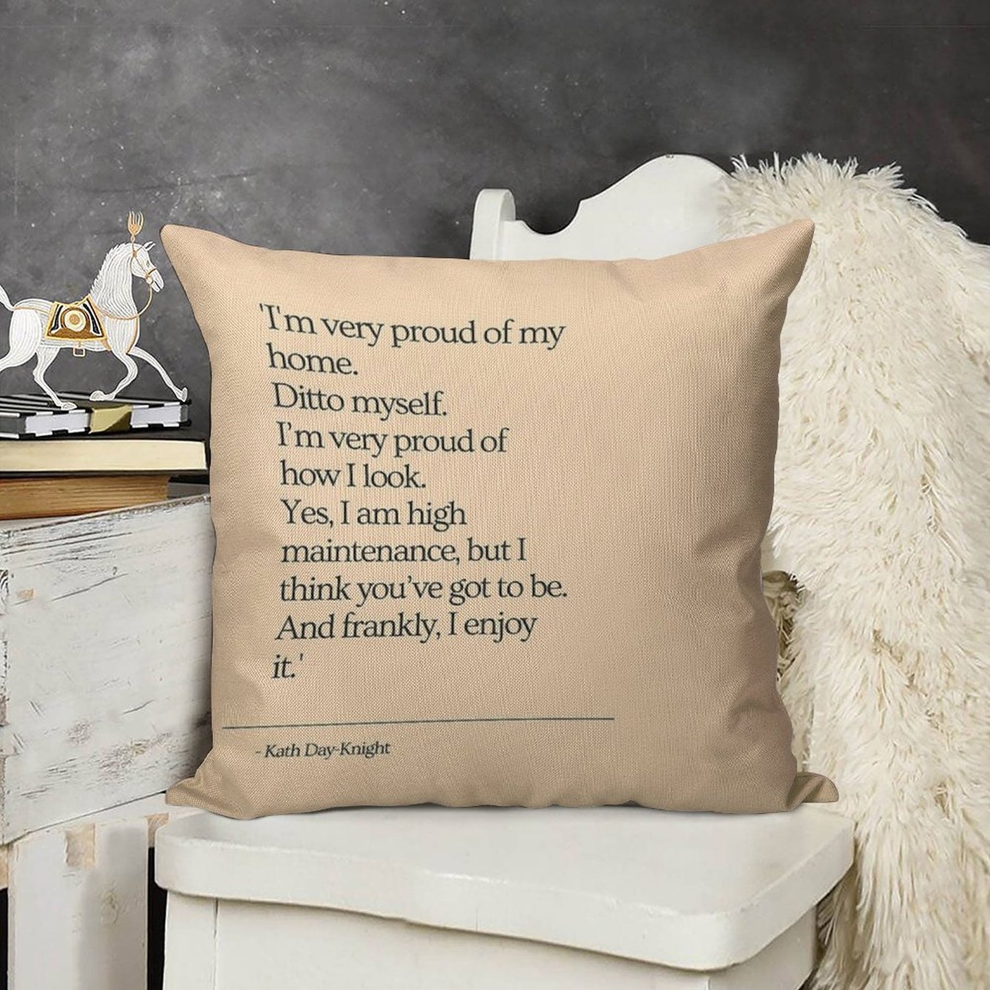 High Maintenance - Kath And Kim Linen Throw Pillow Cover