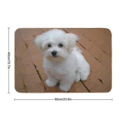 Maltese Puppy Low Poly Geometric Triangles Bath Mat