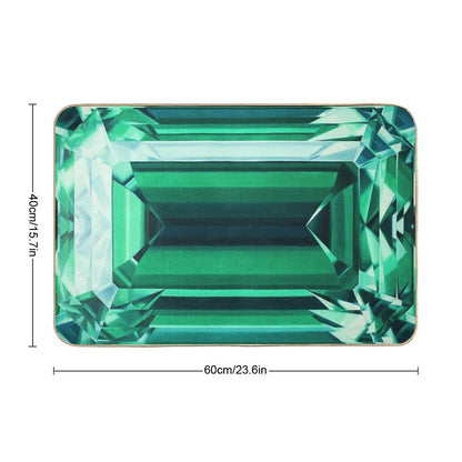 Colorful Gemstone Collection. Emerald Gem Hand-Painted Artwork Bath Mat