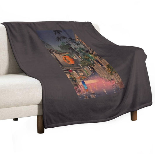 Night Street Rain Throw Blanket