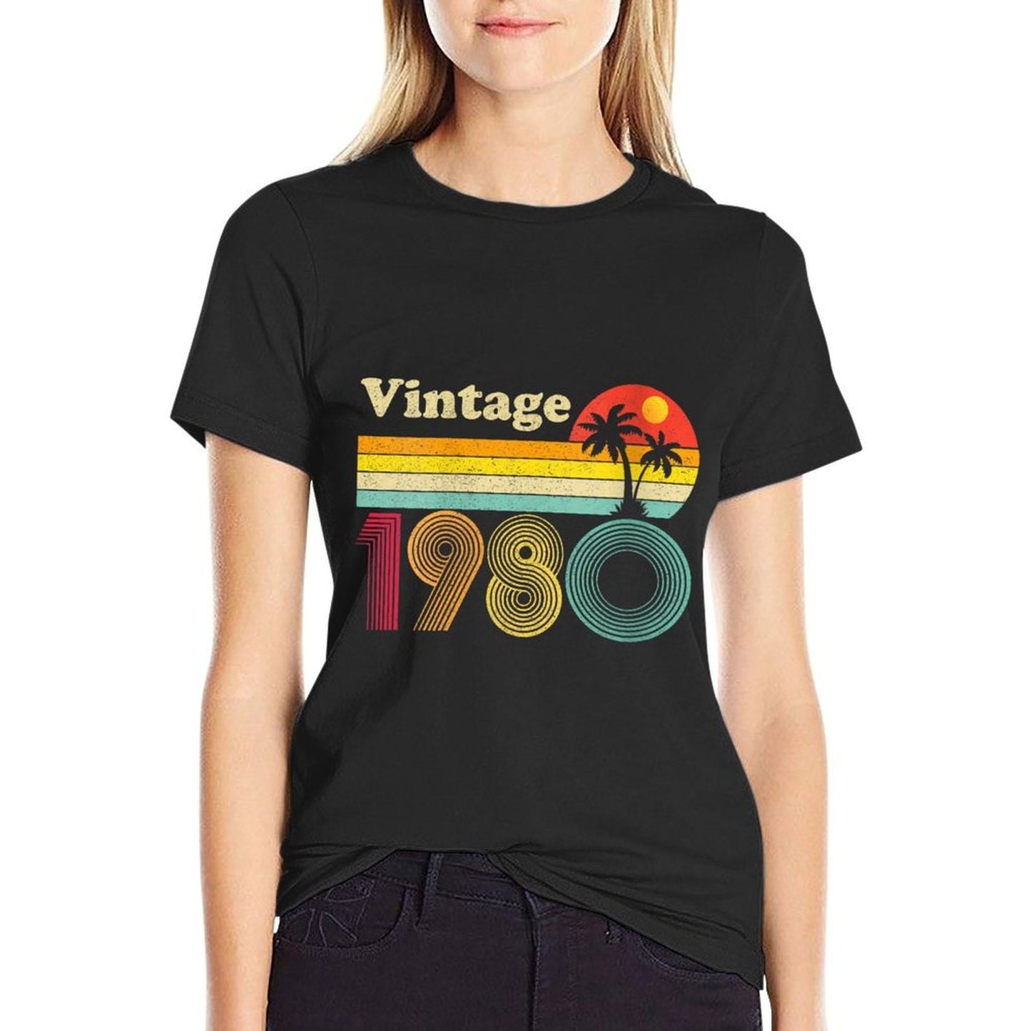 Womens 1980 40th Birthday Gift Vintage Retro Men Women 40 Years Old  Trendy Pattern T-Shirt
