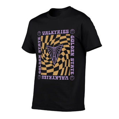 WNBA Golden State Valkyries Retro Wavy Checkerboard  Cotton T-Shirt