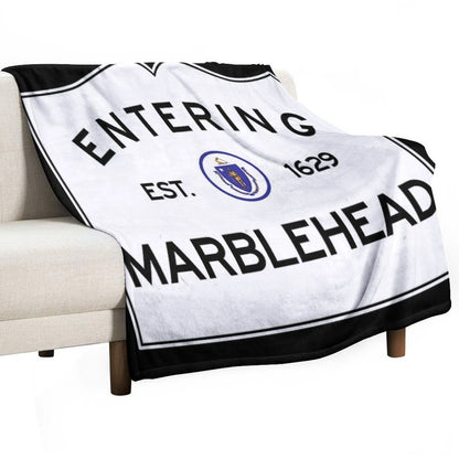 Entering Marblehead - Commonwealth of Massachusetts Road Sign Throw Blanket