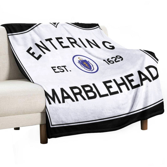 Entering Marblehead - Commonwealth of Massachusetts Road Sign Throw Blanket