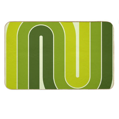 Retro Geometric Double Arch Design Green Bath Mat