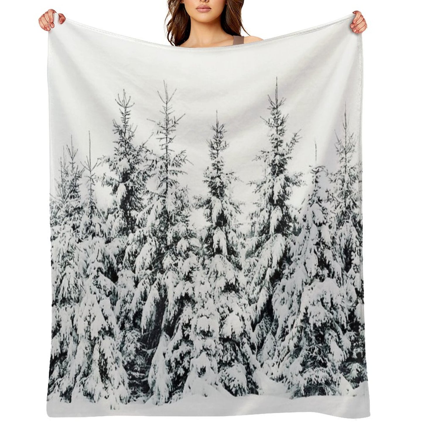 Snow Porn  Misty Moody Foggy Milky Winter Wonderland Forest With Cascadia Trees Covered In Magic Fog Throw Blanket