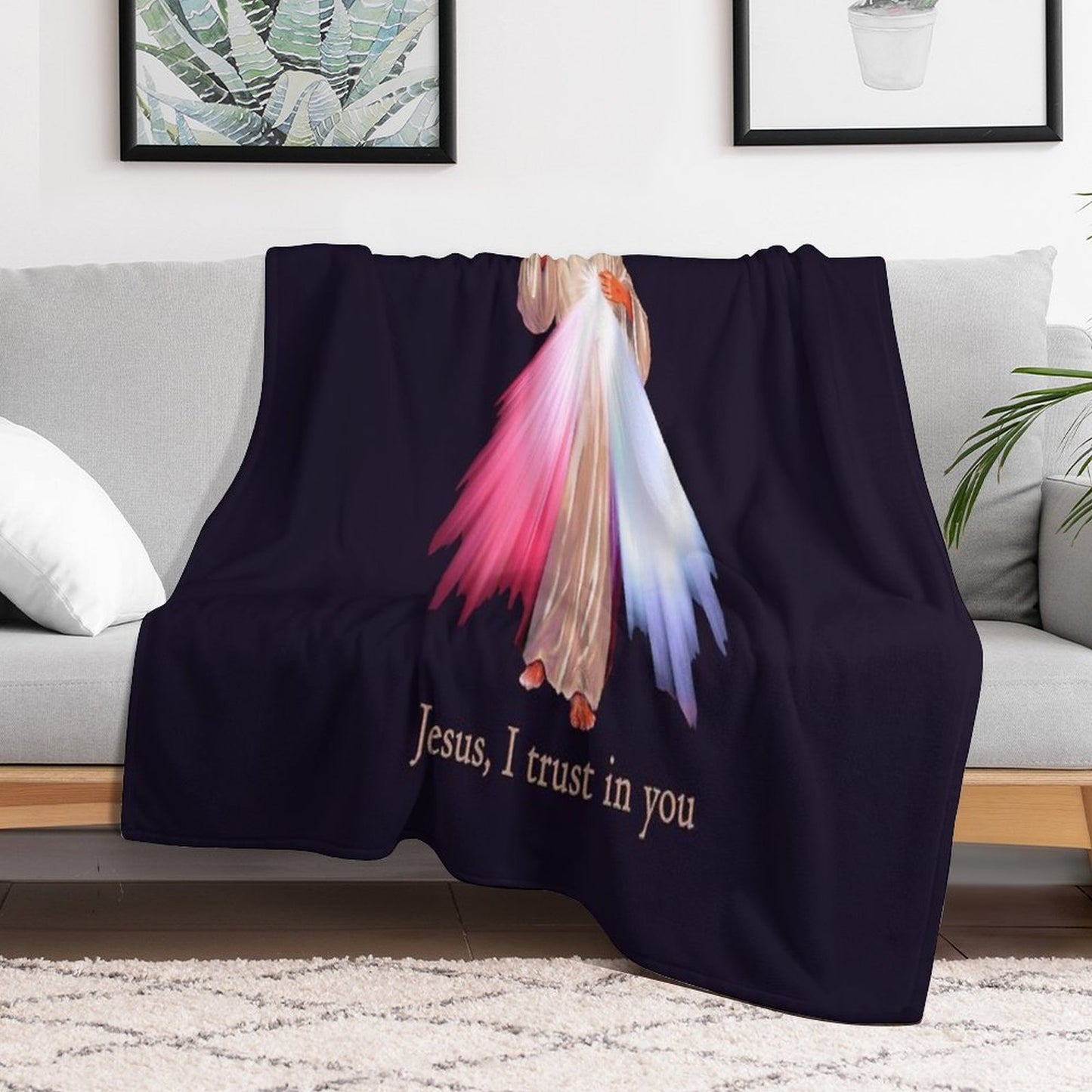 Jesus I Trust You Divine Mercy Image (transparent Background Design) Throw Blanket