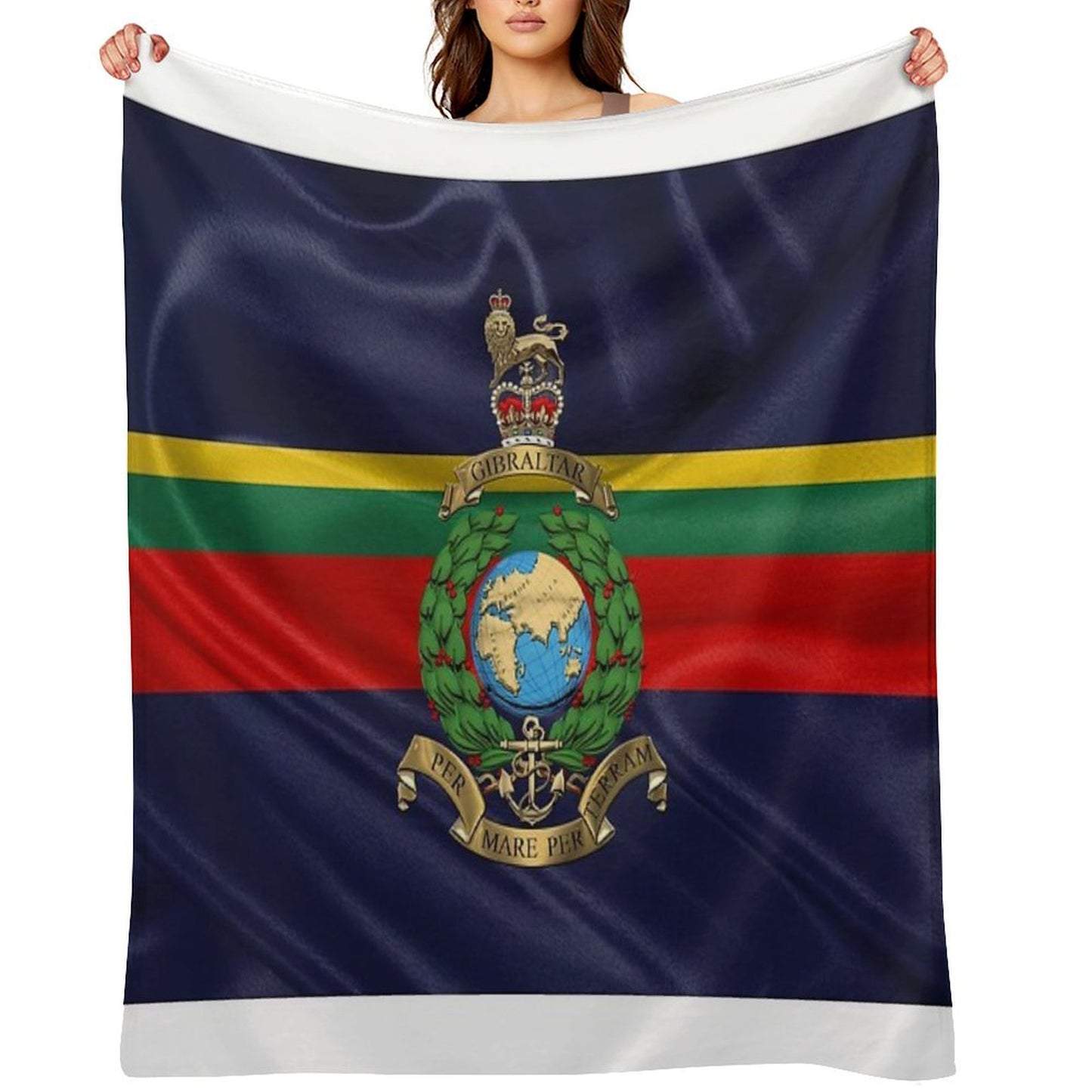Royal Marines - RM Badge over Royal Marine Flag Throw Blanket