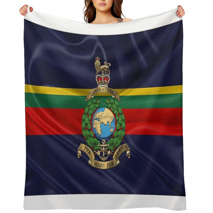 Royal Marines - RM Badge over Royal Marine Flag Throw Blanket