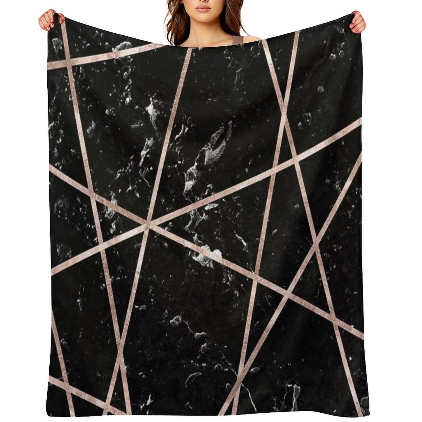 Black Marble Rose Gold Geo Glam #1 #geo #decor #art Throw Blanket