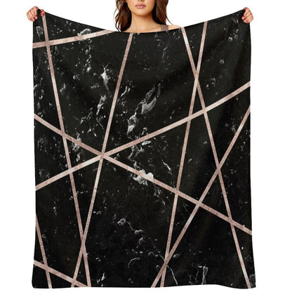 Black Marble Rose Gold Geo Glam #1 #geo #decor #art Throw Blanket