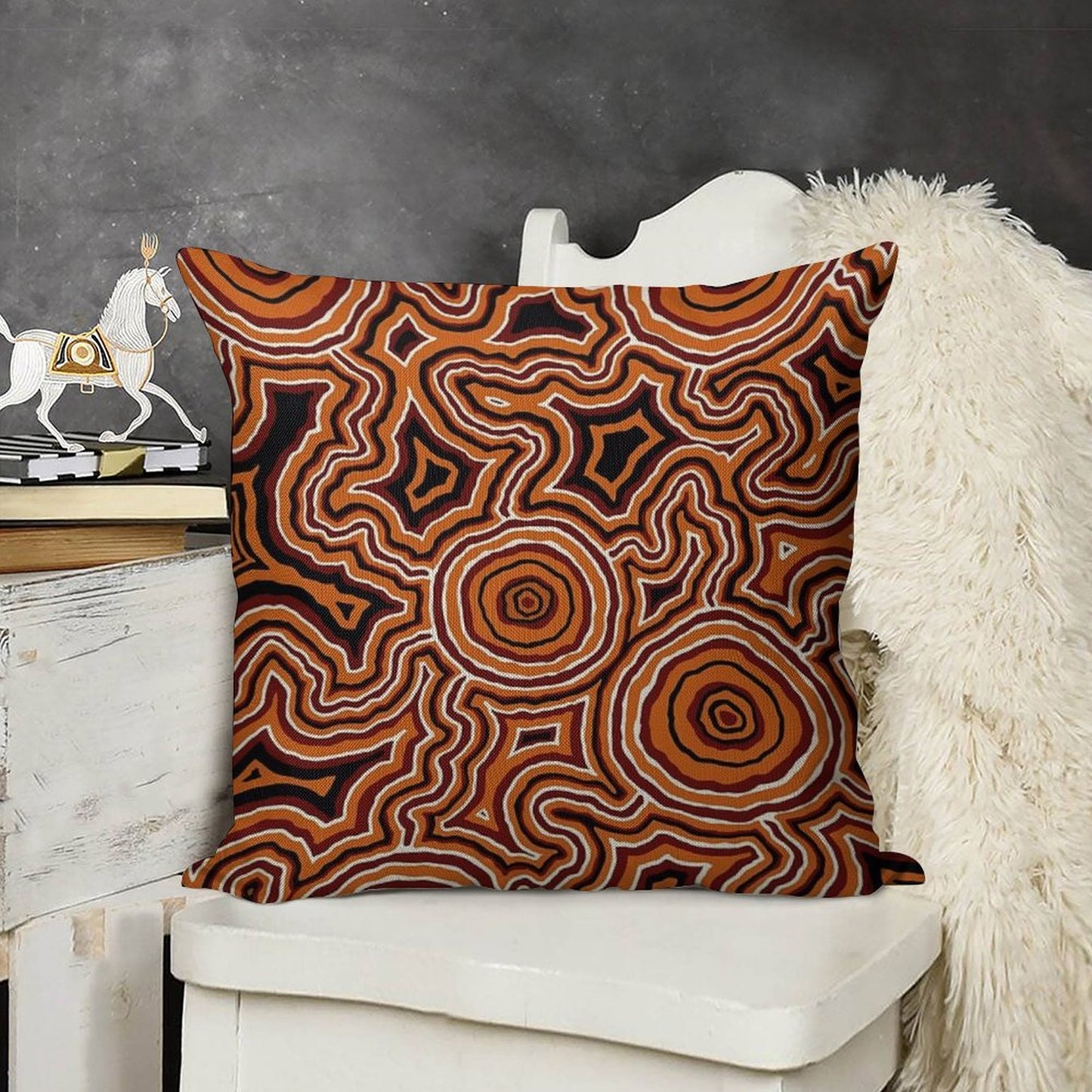 Authentic Aboriginal Art - Pathways - Authentic Design Linen Throw Pillow Cover