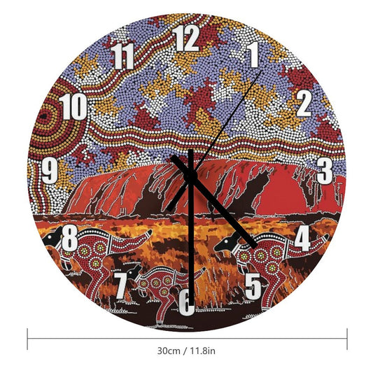 Authentic Aboriginal Art - Uluru  Ayers Rock Wall Clock
